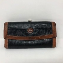 VTG Dooney &amp; Bourke Brown Black Pebbled Leather Wallet Coin Purse Two Tone - £40.87 GBP