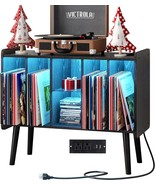 Led Record Player Stand, Turntable Stand With Vinyl Record Storage, Mid,... - £89.18 GBP