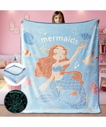 Glow In The Dark Mermaid Blanket Throw Gifts For Girls Kid Blankets Supe... - $42.99