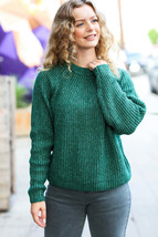 Holiday Green Mélange Round Neck Knit Sweater - £33.57 GBP