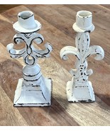 VINTAGE,PAIR CAST IRON CANDLE STICK HOLDERS 81/2&quot;H X 3&quot; SQ. W HEAVY. - $32.38
