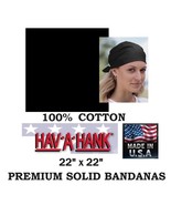 USA MADE Hav-A-Hank BLACK SOLID 22&quot; BANDANA Head Wrap Neck Face Mask Sca... - €5,59 EUR