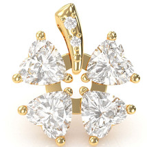 4 Leaf Clover Shamrock White Topaz Diamond Pendant In 14k Yellow Gold - £374.89 GBP
