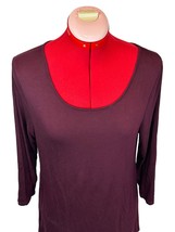 Rope Knot Cable &amp; Gauge LARGE Top Stretch Soft Maroon 3/4 Sleeves Scoop ... - £12.83 GBP