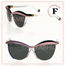 Christian Dior Demoiselle 1 Crystal Black Blue Pink Asymmetrical Brow Sunglasses - £332.37 GBP