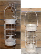 Rustic White LED Lantern Automatic 6 Hour Timer Hanging or Tabletop Lantern New - £39.50 GBP