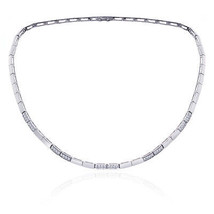 0.75 Carat Pavé Round Cut Diamond Rectangular Link Necklace 14K White Gold - £1,540.82 GBP