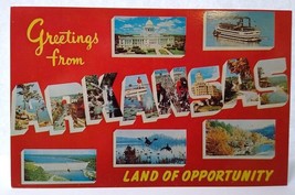 Greetings From Arkansas Large Big Block Letter Postcard Unused Dexter Press - £4.43 GBP
