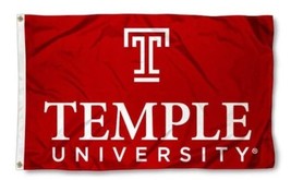 Temple Owls Red Flag 3X5ft Banner USA Polyester with 2 Brass Grommets - £12.73 GBP