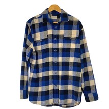 JACHS Flannel Shirt Men&#39;s size Large Button Front Long Sleeve Plaid Blue... - £21.54 GBP