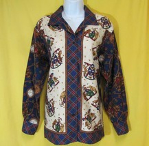 New Sz M Ruff Hewn USA Womens Blues Red Green Browns Button Front LS Top... - £11.74 GBP