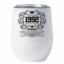 Vintage 1992 Tumbler 30 Years Old 30th Birthday Rose Flower Wine Cup 12oz Gift - £17.82 GBP