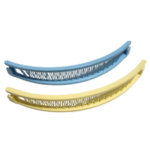 80s Bannana Clips Barrette set of 2 Yellow and Blue  - $16.80