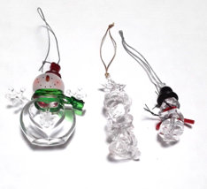 Christmas Tree Ornaments Acrylic Holiday Snowman child with star candle 3&quot; - £9.17 GBP