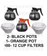 BUNN Coffee Pots 2 Black &amp;1 Orange Decaf 12 Cup 64oz &amp; 100  FREE CF12 FI... - $65.00