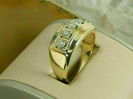 Men&#39;s 2.20CT Simulated Diamond Engagement Wedding Ring 14K Yellow Gold Plated - £90.56 GBP