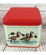 Vintage Potpourri Press Christmas Goose Tin 4” Square With Coasters Holiday - $17.58 CAD