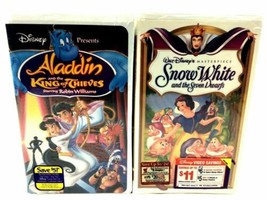 Snow White And The Seven Dwarfs &amp; Aladdin and the King of Thieves (VHS) Disney - £26.29 GBP