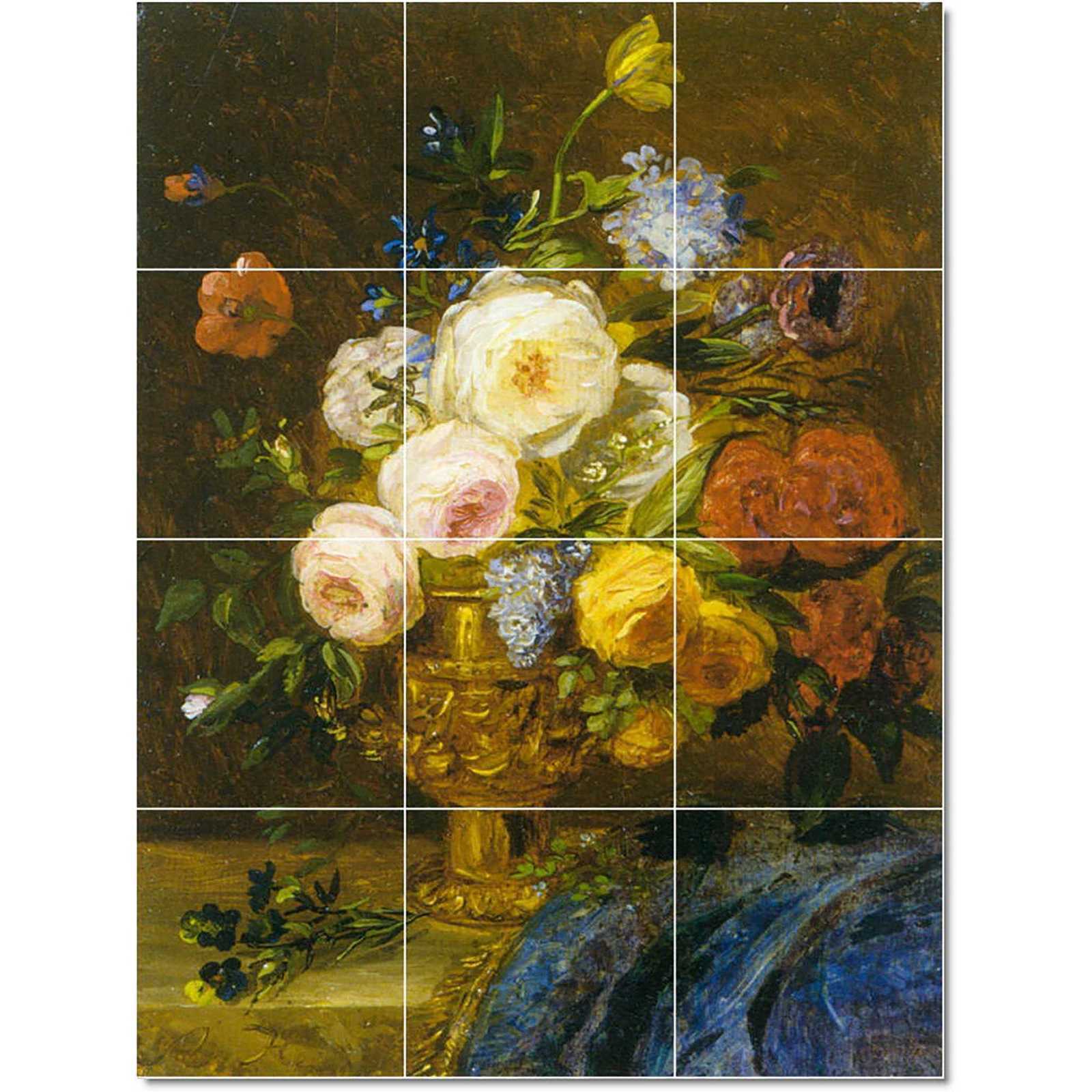 Haanen adriana johanna still life with flowers in a golden vase