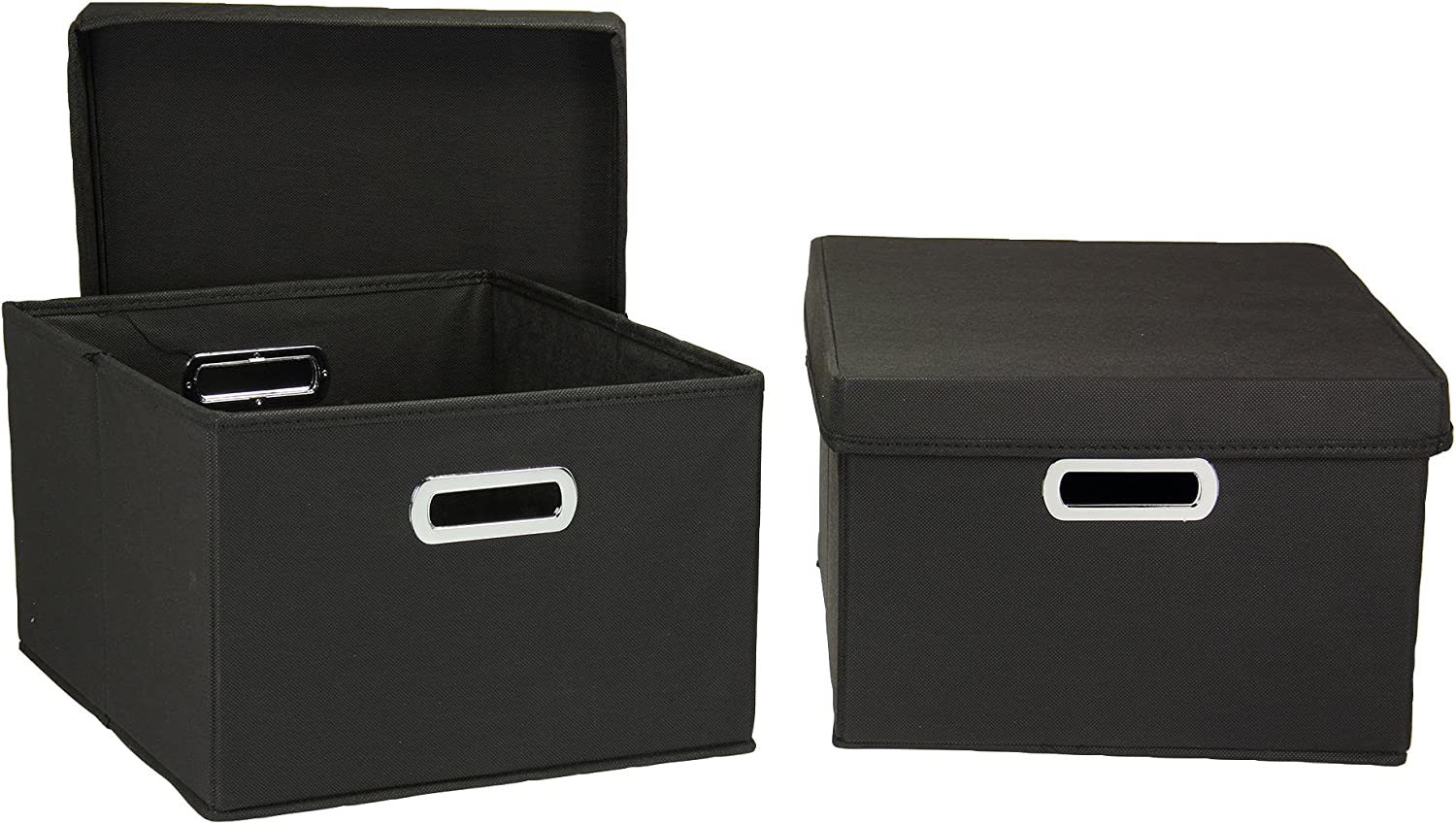 Household Essentials Fabric Storage Boxes With Lids And Handles, Black - $31.99