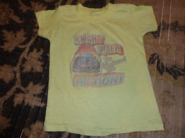 Vtg 80&#39;s Yellow Knight Rider I&#39;m Programmed for Action T-shirt Fits Chil... - £23.10 GBP