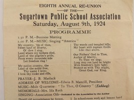 1924 antique SUGARTOWN PA PUBLIC SCHOOL ASSOC REUNION PROGRAMME 8th annual - £37.59 GBP