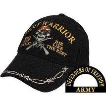 ARMY WARRIOR DEFENDERS OF FREEDOM  USA EMBROIDERED BLACK MILITARY  HAT CAP - £26.57 GBP