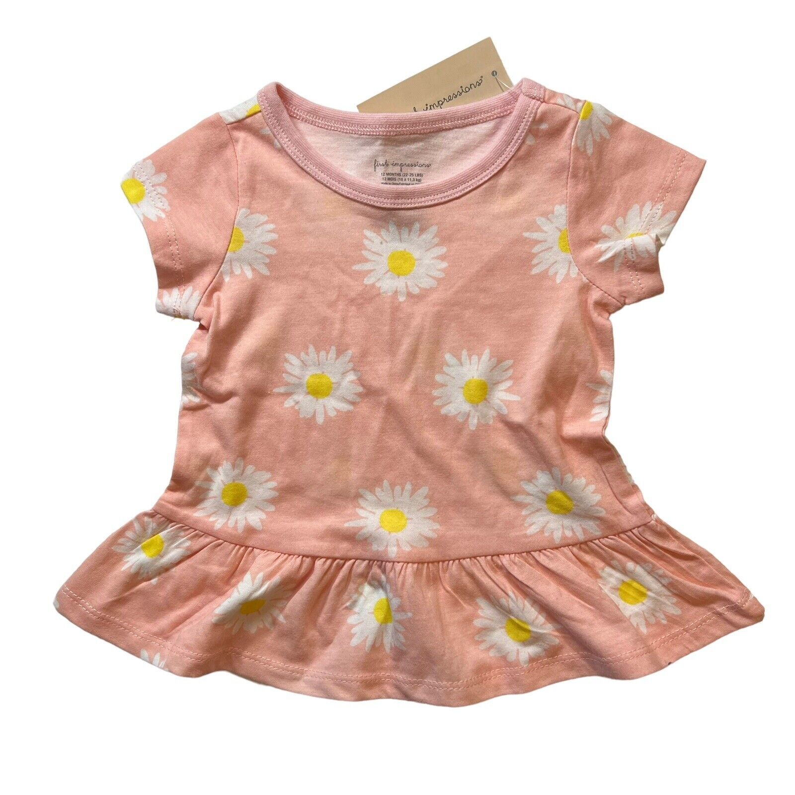 Baby Girl Pink Floral Peplum Top 12 Month New - £6.17 GBP