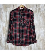 Beach Lunch Lounge Womens Small Shirt Long Sleeve Multicolor Plaid Rayon - $380.59 MXN