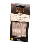 KISS PREMIUM CLASSY NAILS Long Coffin Jewel Glitter Nude/White #86587 CS... - $182.92 MXN