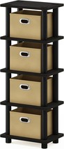 11.3(W) X 28.8(H) Inch Furinno Laci 4-Bins System Rack, Espresso/Black. - £31.96 GBP