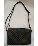 Younique Black Faux Leather Studded Clutch Make Up Bag Crossbody Purple ... - $228.51 MXN