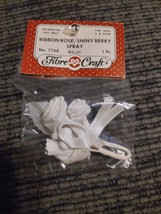 vintage Fibre Craft Ribbon Rose /shiny Berry Spray - £6.22 GBP