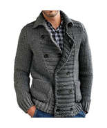 Men&#39;s Sweater Solid Color Lapel Cardigan Jacket - £41.04 GBP+