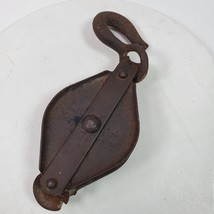 Vintage Farmhouse Pulley Hook Steel Wheel Barn Industrial Rustic - $1,081.97 MXN