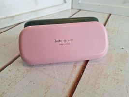 Kate Spade Green &amp; Pink Eye Glass Hard Clam Shell Case Cream Velvet Lining - £7.77 GBP