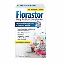 Florastor Daily Probiotic with Vitamin D3, 120 Vegetarian Capsules - £195.46 GBP