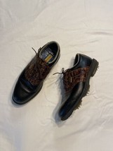 FootJoy Dry Joys Golf Shoes Black Brown Gator Leather Mens 10.5 M Spikes  - £34.91 GBP