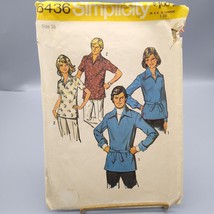 Vintage Sewing PATTERN Simplicity 6436, Misses or Mens 1974 Pullover Shirt - $12.60