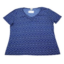 Jaclyn Smith Shirt Womens 2XL Blue V Neck Short Sleeve Pullover Casual Tee - £17.79 GBP