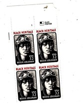 USPS .32 cent Stamps - Black Heritage Bessie Coleman Plate Block - $3.90