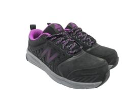 New Balance Women&#39;s 412 Alloy-Toe Casual Work Shoes Black/Purple Size 5M - £39.77 GBP