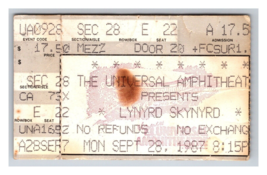 Lynyrd Skynyrd Ticket Stub Sept 28 1987 Universal Ampitheatre Los Angeles Z6 - £23.26 GBP