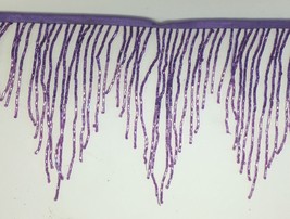 By the Yard-6&quot;Purple/ Lilac Ombre BUGLE Beaded Fringe Chevron Lamp Costume Trim - £12.78 GBP