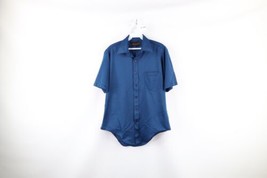 Vintage 70s Streetwear Mens Medium Blank Knit Collared Short Sleeve Button Shirt - $59.35