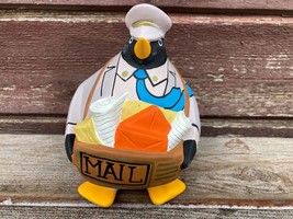 Vtg Ceramic Signed Fat Penguin Mailman Usps Italian Figurine Tizianna Coccia - £31.60 GBP
