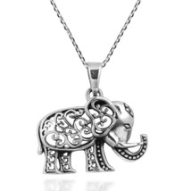 Royal Thai Swirl Elephant .925 Sterling Silver Necklace - £22.15 GBP