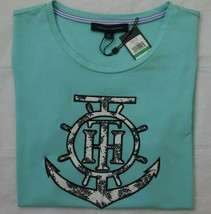 Tommy Hilfiger Women`s T-Shirt L Nautical Anchor Top Stretch Turquoise T... - £31.38 GBP