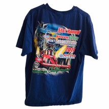 NHRA Drag Racing T Shirt Mid 2000&#39;s Hot Rod Sz XL Double Sided Graphic Blue - $42.74