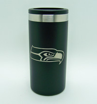 Seattle Seahawks 12 oz Etched Logo Stainless Steel Slim Can Holder Black - £18.25 GBP